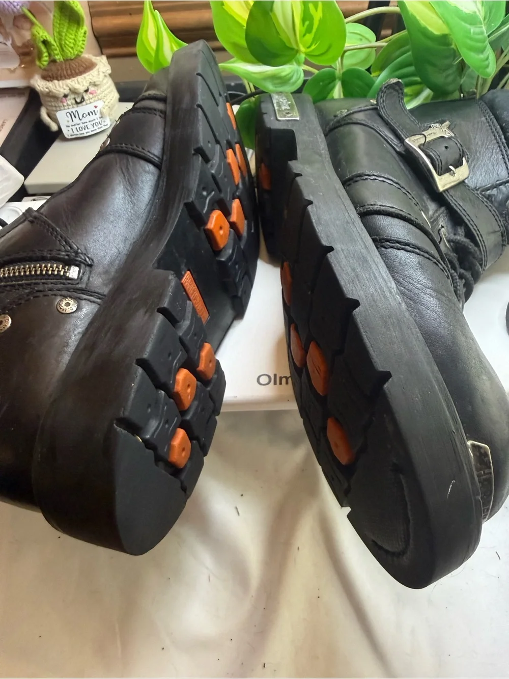 Harley-Davidson Black Leather Lace-Up & Buckle Boots